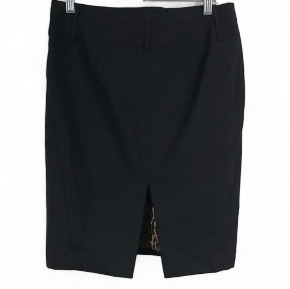 Express Leopard Lined Pencil‎ Skirt Solid Black Size 2 Office Wear Straight